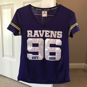 Like new, “Love Pink” VS studded Ravens jersey